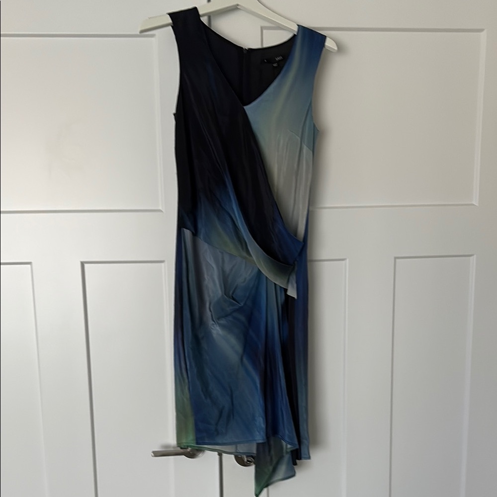 Silk Elegant Blue Gradient Dress
